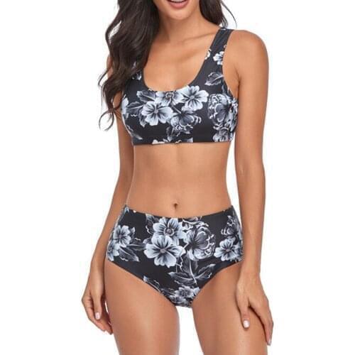 Womens Fashion Sexy Tie-dye Print High Waist Split Swimsuit Bikini
