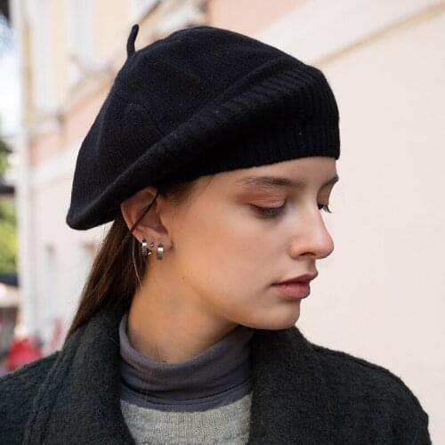 Winter Warm Hat 100% Wool Berets French Artist Beret Women Painter hat Vintage Girls Berets Female Warm Walking Cap Beanies