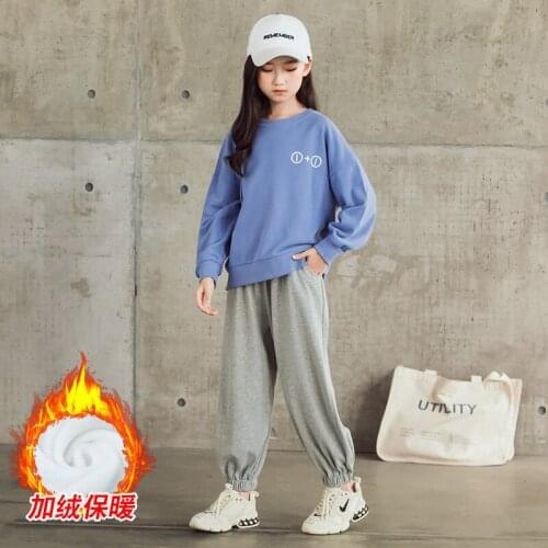 Girls Suit Sweatshirts +Pants Cotton Hooded 2Pcs/Sets 2021 Soft Spring Autumn Teenager Kid School Outdoor Children Clothing