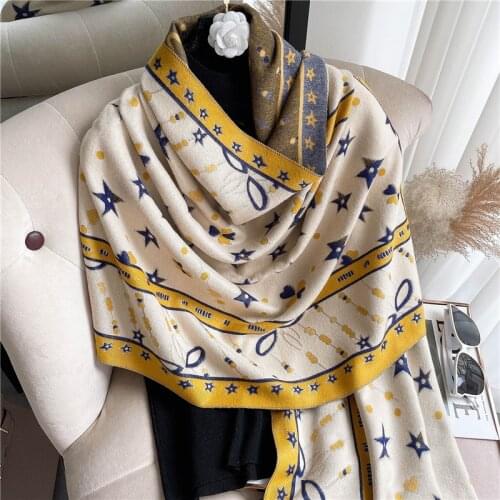 2021 Women Scarf Pashmina Warm Cashmere Winter Foulard New Lady Design Print Fashion Female Shawls Thick Wraps Blanket