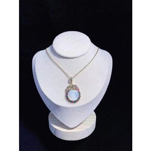 Womens Shell Mutil-Color zircon Micro Pave pendant