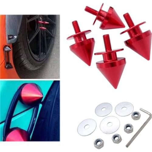 4 Pcs of Pack Fasteners Nuts Bolt Car Spike Front Bumper Hatch Lids Alloy Quick Release Fasteners Kit Red QRF015