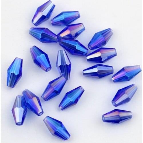 495Pcs/lot Royal blue ab plated Color Faceted Crystal Glass Beads 6x11mm Double Cones Bicone Beads free shipping