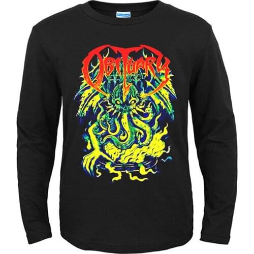 8 designs Horrible Obituary Rock Fashion Brand men women full long sleeves shirt heavy black Metal Punk Gothic fitness tee