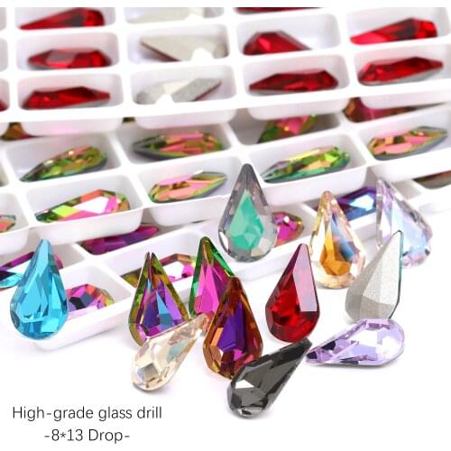 Astrobox 8x13mm K9 Drop Point Back Stone Gem Glass Sew On Rhinestone For Jewelry Making Loose Strass Crystal Clothes Accessories