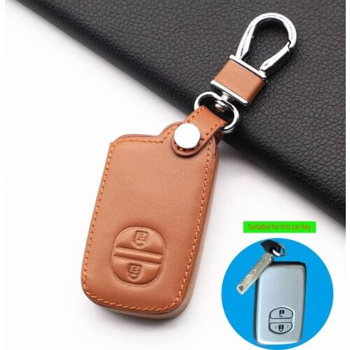 For Toyota Crown / Camry/ Highlander / VIOS /Yaris 2 buttons key case Genuine Leather Remote Control Keychain Car Key Cover