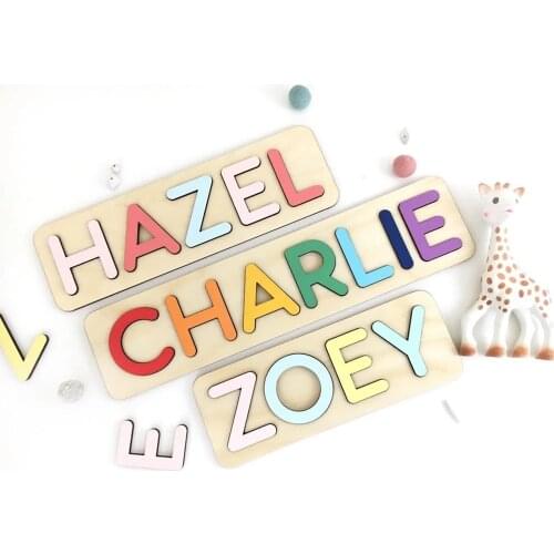 Custom Kids Wood name puzzle Name educational Puzzle Handmade Toddler Toys Boy Newborn Girl Baby Gift Nursery Decor Kids Toys