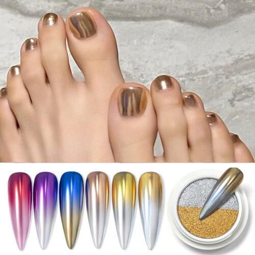 Dual Colors Mirror Nail Art Powder High Saturation Holographic Nails Pigment UV Gel Polish Auroras Shiny Pigment for Manicure