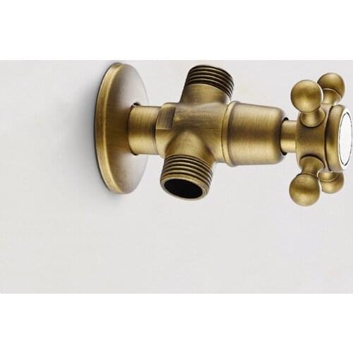 European Antique Angle Valve Hot and Cold Universal Toilet Water Heater Angle Valve One In Two Out Brass Triangle valve