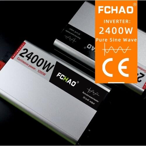 FCHAO 2400W Pure Sine Wave Inverter 12V DC To 220V AC Home Power Voltage Converter Car Accessories LED Display EU US JP Socket