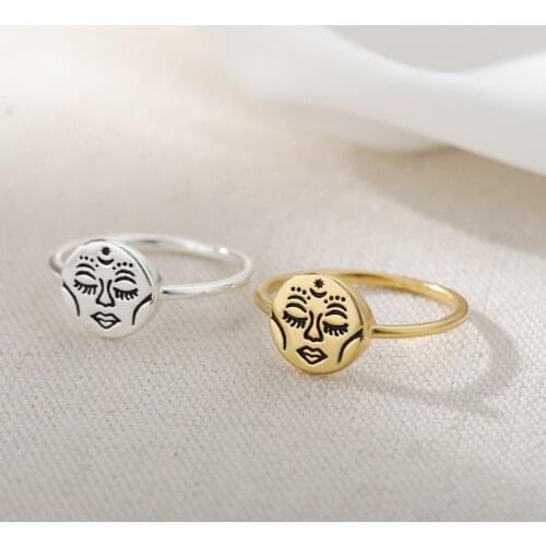 Stranger Things Ring For Men Women Stainless Steel Face Punk Rings Couple Fashion Vintage Exaggeration Gothic Jewelry