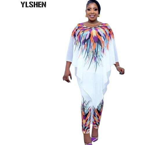 Two Piece Pants Sets African Clothes for Women Tracksuit Party Dresses 2021 Summer Dashiki Pant Suit 2 Piece Sets Womens Outfits