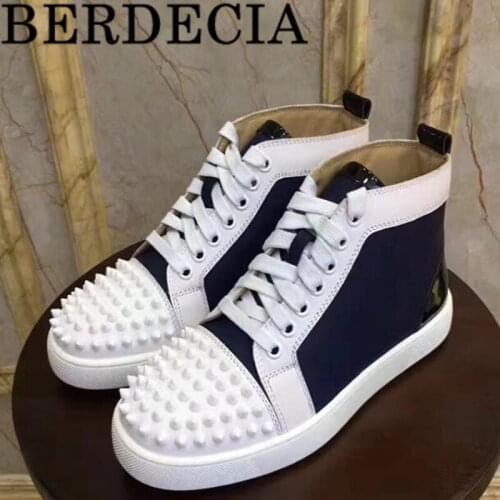 Patchwork Casual Flats Sole White Rivet Men Sneakers Espadrilles Brand Designers Berdecia Leisure Classic Vulcanized Shoes