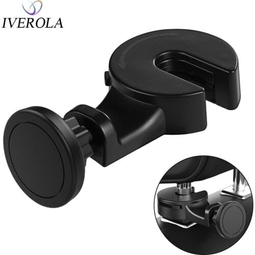 Magnetic Car Phone Holder Hook Back Seat Headrest 360 Rotation Tablet Holder For Phone Magnet Stand Holder Soporte Mount