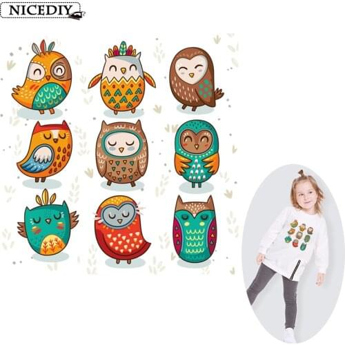 Cute Cartoon Animals Clothing Stickers Owl Bird Iron On Patches Stripes For The Application Of Clothing From Patch Toppe t-Shirt