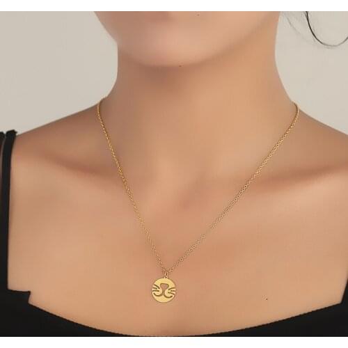 Cute Smiling Cat Pendant Necklaces for Girls Kids Funny Kitty Charm Cat Lover Jewelry Gift
