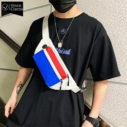 Fashion Panelled Unisex Chest Bag Trend Streetwear Sports Travel Waist Bag Waterproof Banana Belt Bags for Men Fanny Pack 2021