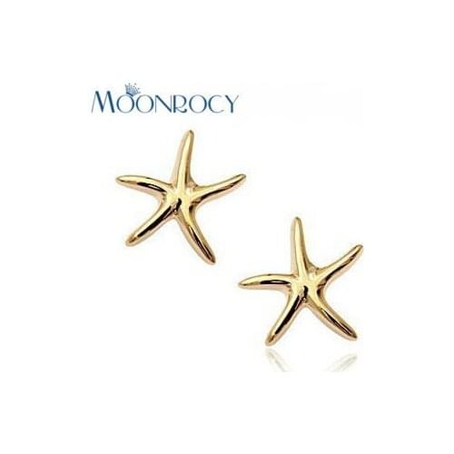 MOONROCY Free Shipping Fashion Crystal Earrings Jewelry Rose Gold Color For Cute Starfish Earring For women Gift