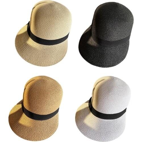 N7MF Women Lady Baseball Cap Hat Decorative Beret Version Straw Woven Punk Rock