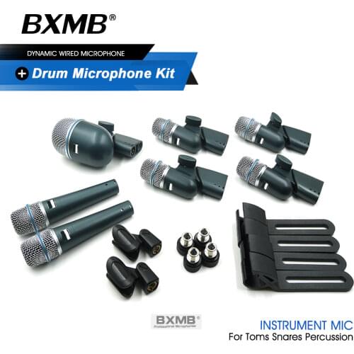 Professional 7 Piece BETADMK7 Drum Kit Instrument Microphone Mic For Bass Amp Tom Snare Drum Percussion Mic with Carrying Case