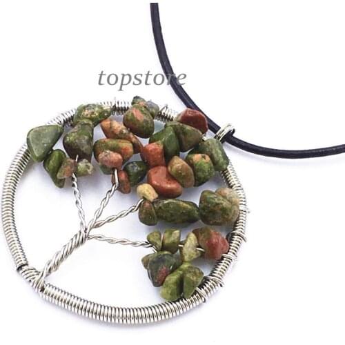 2016 New Amulet Tree of Life Pendant Necklace Bohemian Natural Stone Women Jewelry 5.0*5.0cm