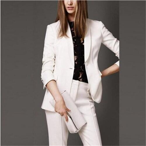 Formal Office Uniform White Women Pantsuit Custom Designs Women Pant Suits Elegant Pantsuits Lady OL Business Suits