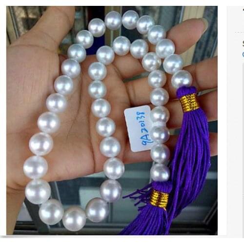 Gorgeous AAA 12-15 mm south sea round white pearl necklace 18 inch 14k