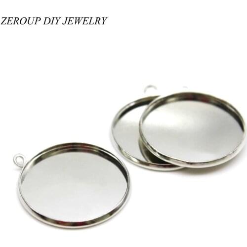 5pcs 25mm Silver Color White Plated Cabochon Base Iron Necklace Pendant Setting Blank Supplies for Jewelry Finding