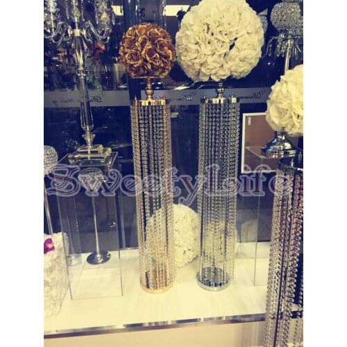 Aisle Crystal Pillar Wedding Road Lead Flower Stand Wedding decoration 10pcs/lot