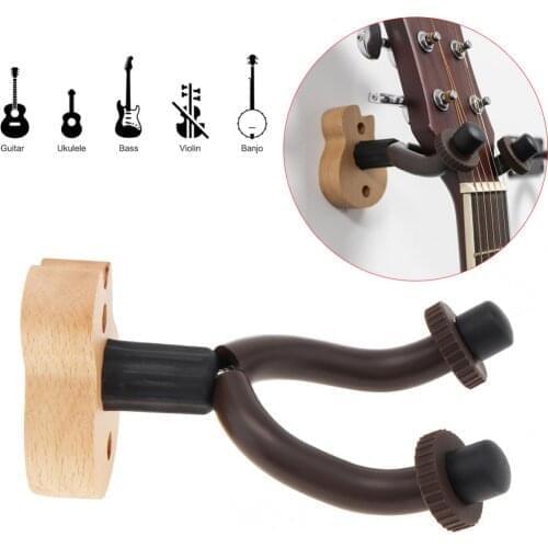 Durable Wall Mount Guitar Hanger Hook Holder with Wood Guitar Shape Base for Guitar Bass String Instrument