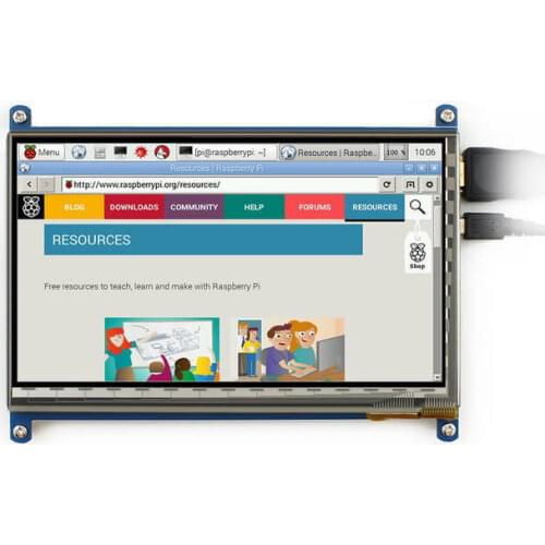 Raspberry Pi 7inch Capacitive Touch Screen LCD (C), 1024×600, HDMI, IPS, Low Power
