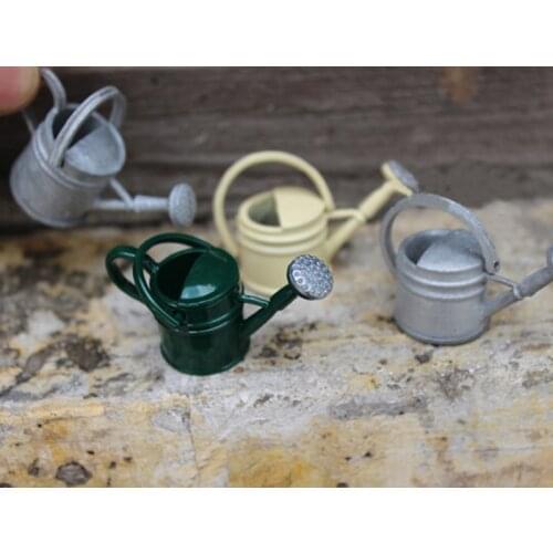 Garden Tools Tin Watering Can for 1/12 Scale Dollhouse Miniatures Garden Scenery Scene Model Kids Furniture Toys DIY Accessories
