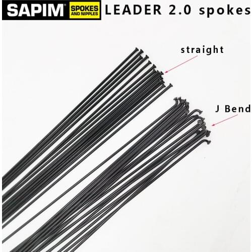 Sapim leader equal diameter 2.0mm round mountain bike road bike spokes straight J bend black nipple wheel spokes