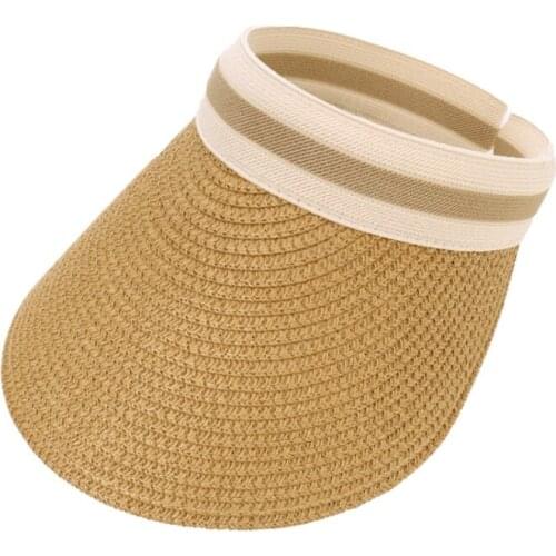 Sun Protection Summer Women Empty Top Hat Korean Version Outdoor Shading Adjustable Fashion Anti-Uv Straw Hat Beach Cap