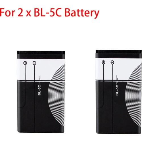 2X 1020mah Phone Replacement BL-5C BL 5C Battery For Nokia 1112 1208 1600 1100 1101 n70 n71 n72 n91 e60 Rechargeable Batteries