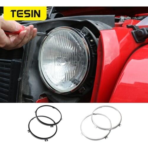 TESIN Car Front Head Light Lamp Install Support Mount Brackets Metal Exterior Holder For Jeep Wrangler JK 2007+ Car Accessories