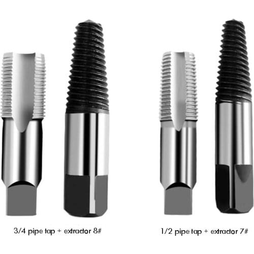 1/2", 3/4" NPT Pipe Tap, Carbon Steel, Damaged Screw Broken Bolt Water Pipe Extractor Remover, Home Water Pipe Repair Tool
