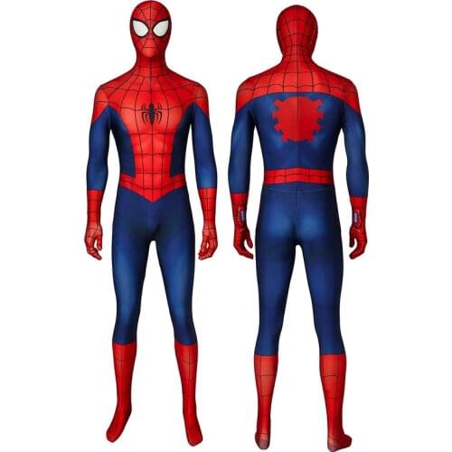 Adult Superhero Ultimate Spider Season 1 Peter Parker Jumpsuit Cosplay Costume Halloween Masquerade Party Bodysuit