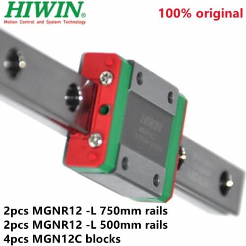 100% original Hiwin rail 2pcs MGN12-750mm + 2pcs MGN12-500mm +4pcs MGN12C