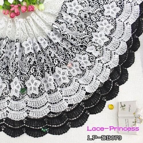 2 yards width 3CM DB079 white black hollow embroidery Lace fabric DIY skirt hem costumes Accessories Sewing Edge lace trim