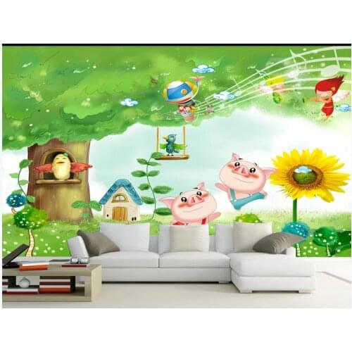 3d wallpaper custom photo mural on the wall Cartoon forest big tree animal music dance home decor wall paper for living room