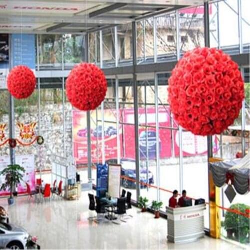 50 cm Dia Elegant Rose Flower Ball Artificial Bouquet Wedding Kissing Ball Centerpiece Decorations White Red Purple Pink Yellow