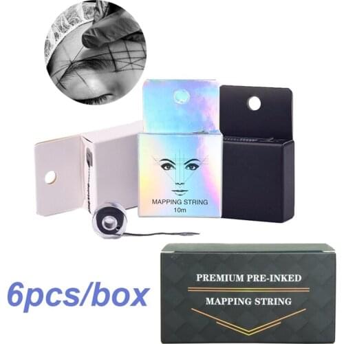 6pcs Microblading Tattoo Mapping String Point Pre-Inked Eyebrow Marker Thread Permanent Makeup Tattoo Brows Beauty Tool Supplies