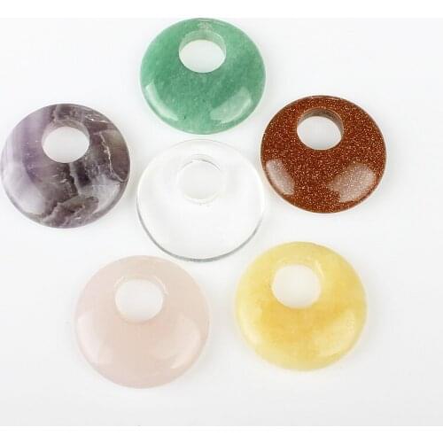 6pcs / Bag Natural Stone 24x35x5mm Colorful Geometric Hole Pendant Star Jewelry Making DIY Necklace Earrings Accessories