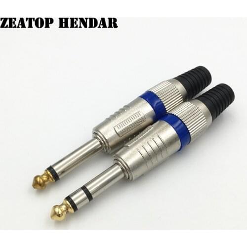 8Pcs 6.35mm 2 3 Pin Mono Stereo Male Plug with Gold Tip Speaker Adapter Audio Connector 6.5 mm Male Jack