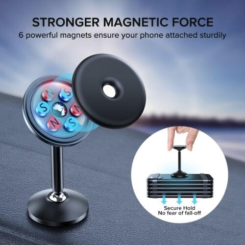 ZSUXTCAluminum Alloy Tall Magnetic Car Phone Holder Double 360 Rotation Ball Dashboard Mount Stand Bracket Mobile Holder Stand