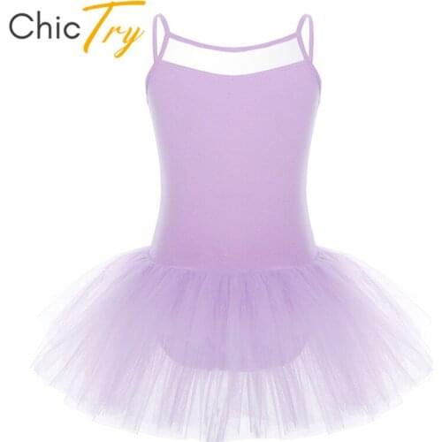 ChicTry Kids Teens Sleeveless Professional Ballet Tutu Tulle Dress Girls Gymnastics Ballet Leotard Children Stage Dance Costume