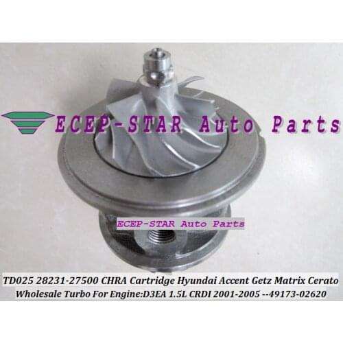 Free Ship Turbo Cartridge CHRA TD025 28231-27500 49173-02612 49173-02622 49173-02610 For HYUNDAI Matrix For KIA Rio D3EA 1.5L