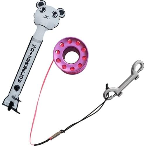 Diver Below Scuba Diving SMB Surface Marker Buoy Safety Sausage Tube + Aluminum Alloy 15m Line Finger Spool Reel Line Bolt Snap