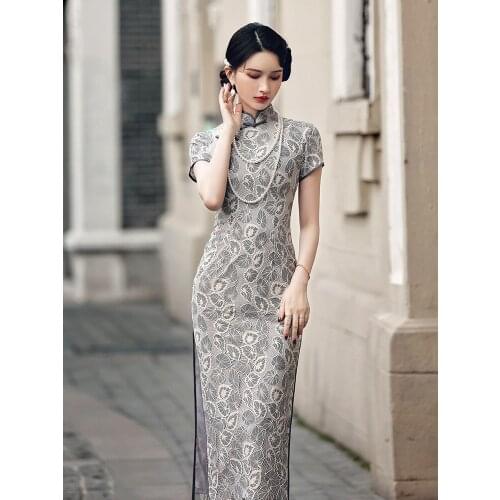 Cheongsam Qipao Sexy Dress Modern Womens Cicpao Chinese Style Traditional Wedding Party Evening Robe Kimono Lace Dresses
